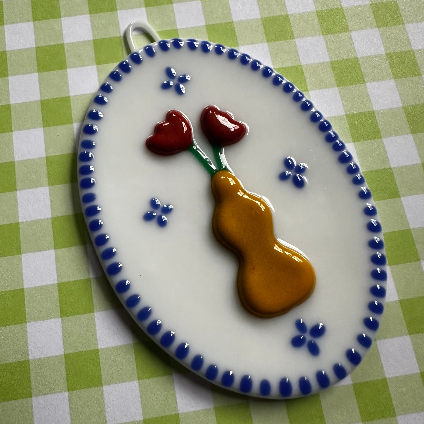 Yellow Vase with Red Tulips Cutie Plaque