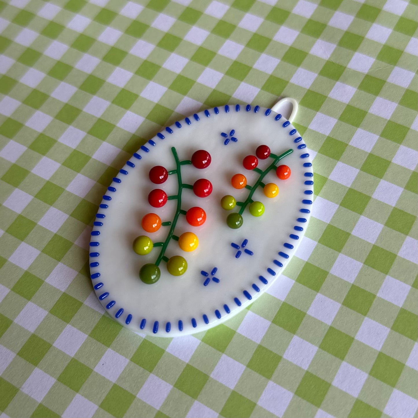 Cobalt Blue Cherry Tomato Vine Wall Plaque