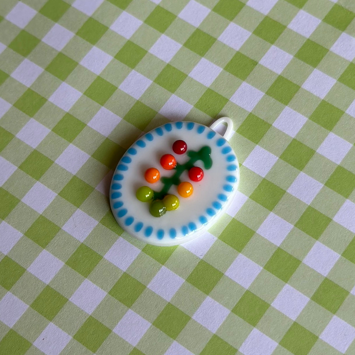 Light Cyan Blue Cherry Tomato Vine Cutie Pendant
