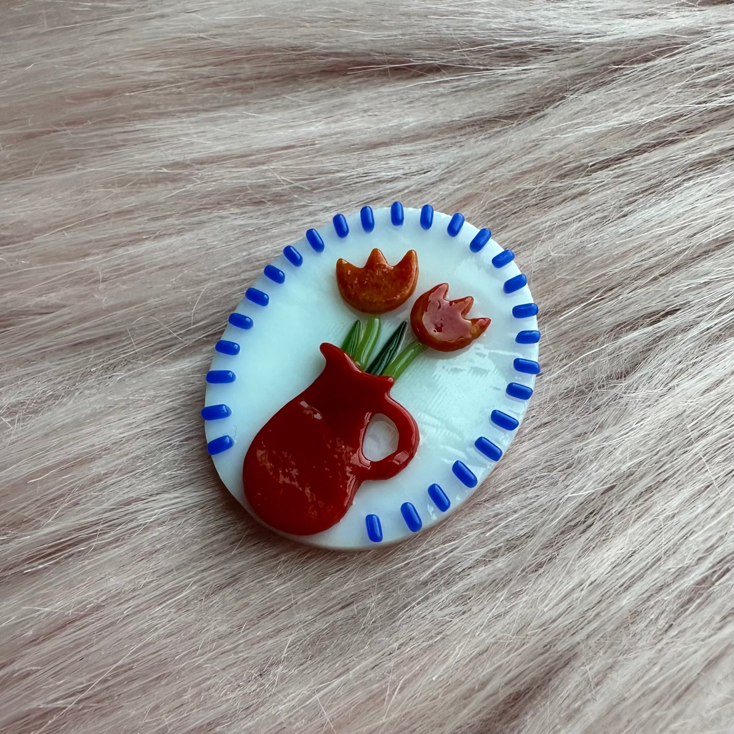 Cobalt Red Vase with Red Tulips Cutie