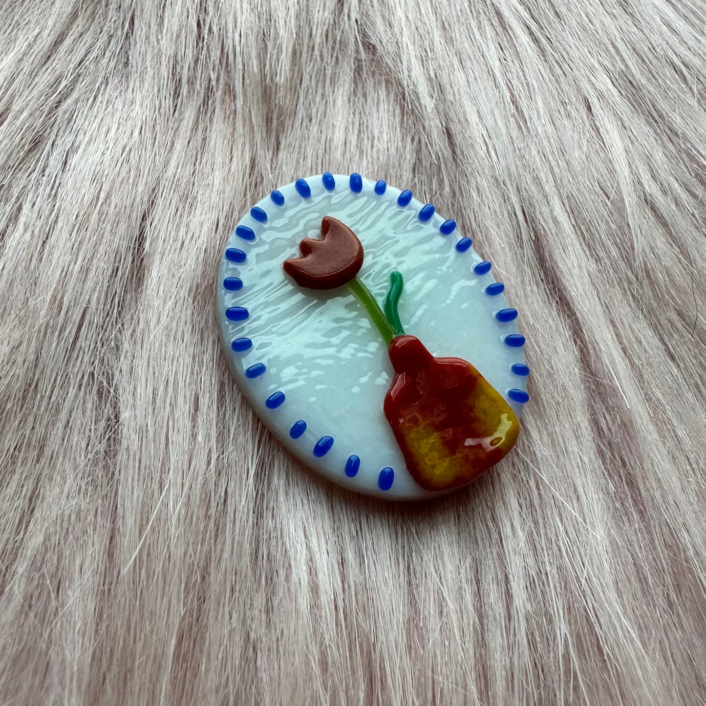 Cobalt Marbled Vase with Red Tulip Cutie