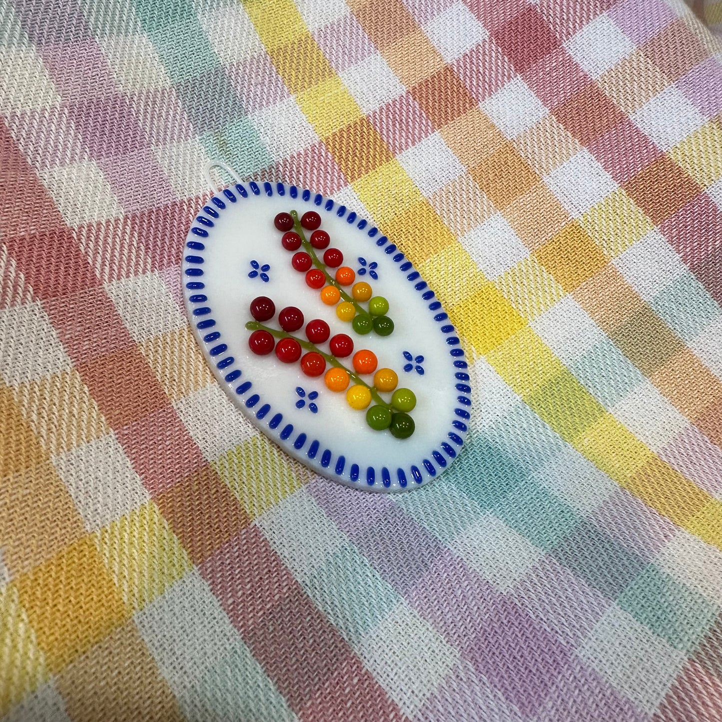 Cobalt Blue Cherry Tomato Vine Wall Plaque