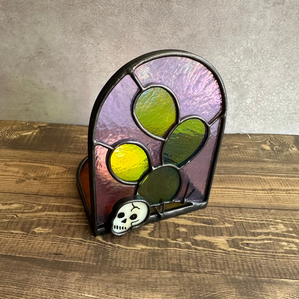 Neo-Lavender Aqui Nomas Esperando candle holder