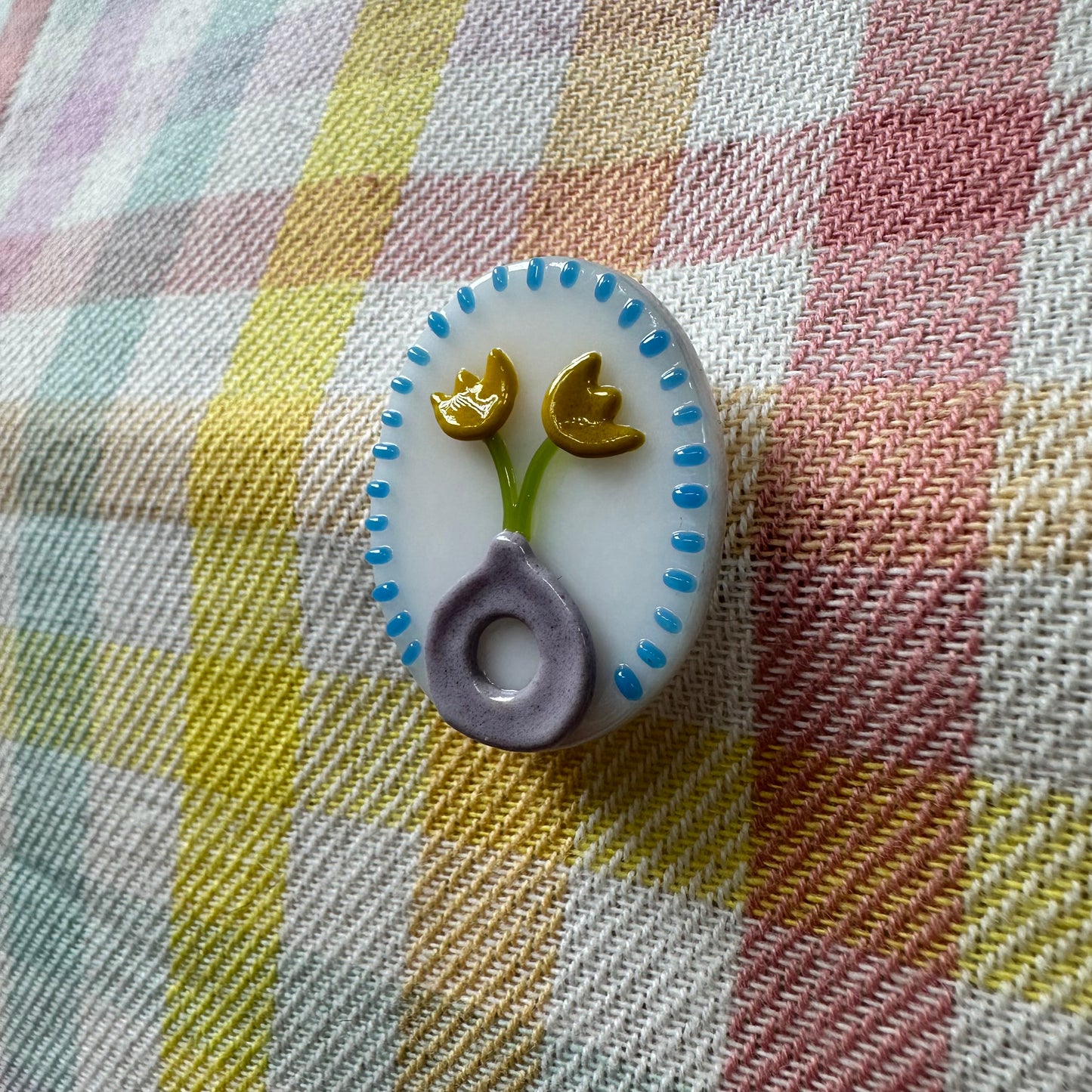 Yellow Tulips in Lavender Vase Cutie