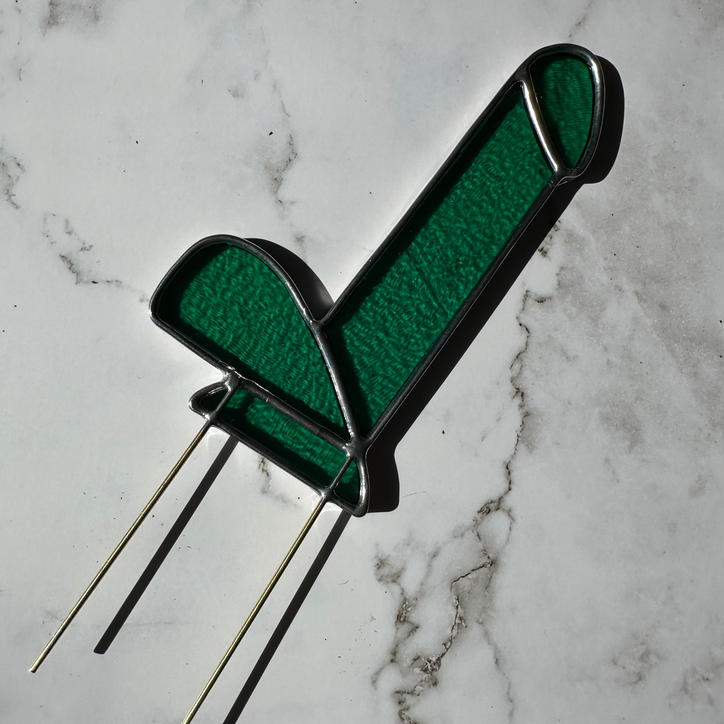 Dildo Planter Stake (Iridescent Emerald)