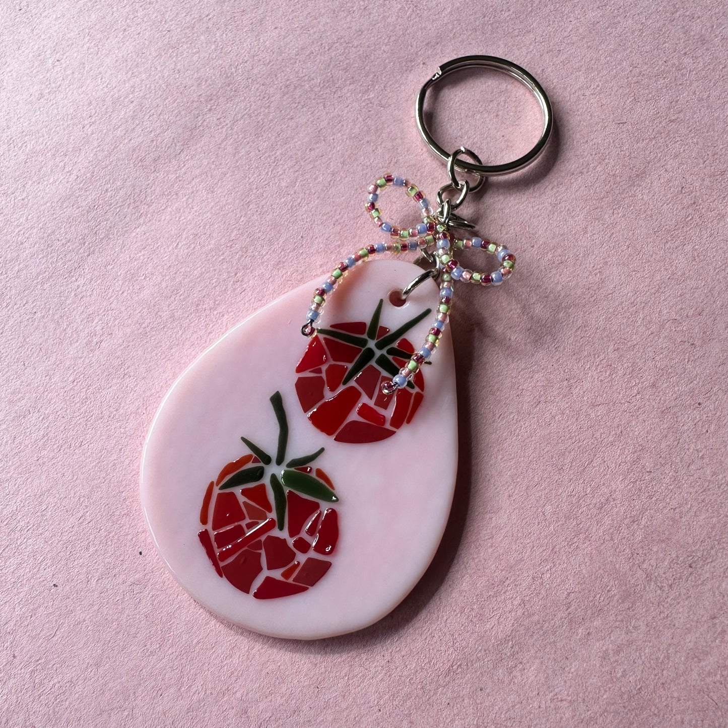 (E) Fused Mosaic Tomato Keychain