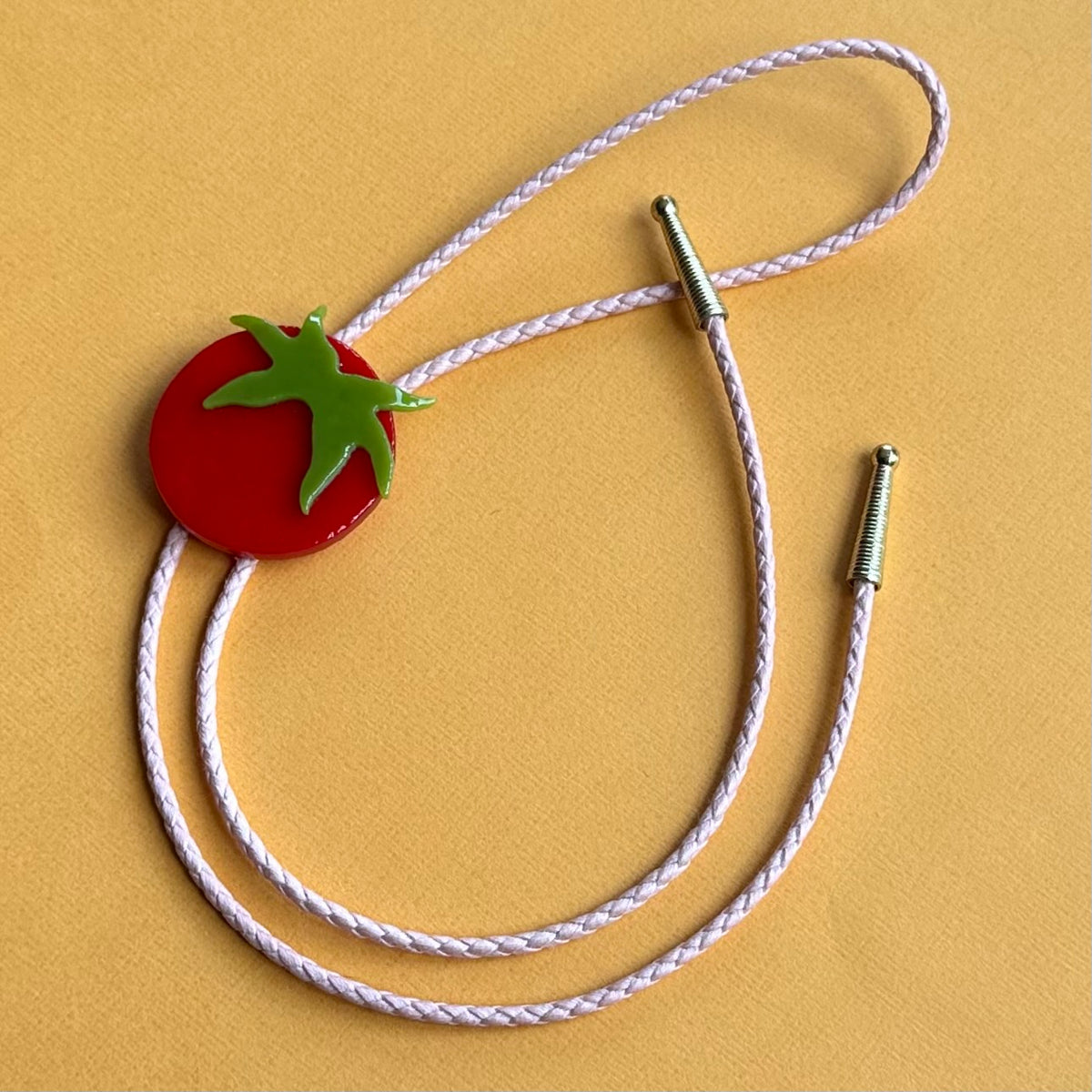 Large Red Cherry Tomato Bolo Tie w/ Pink Cord