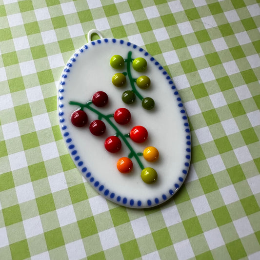 White Cherry Tomato Vine Cutie Plaque