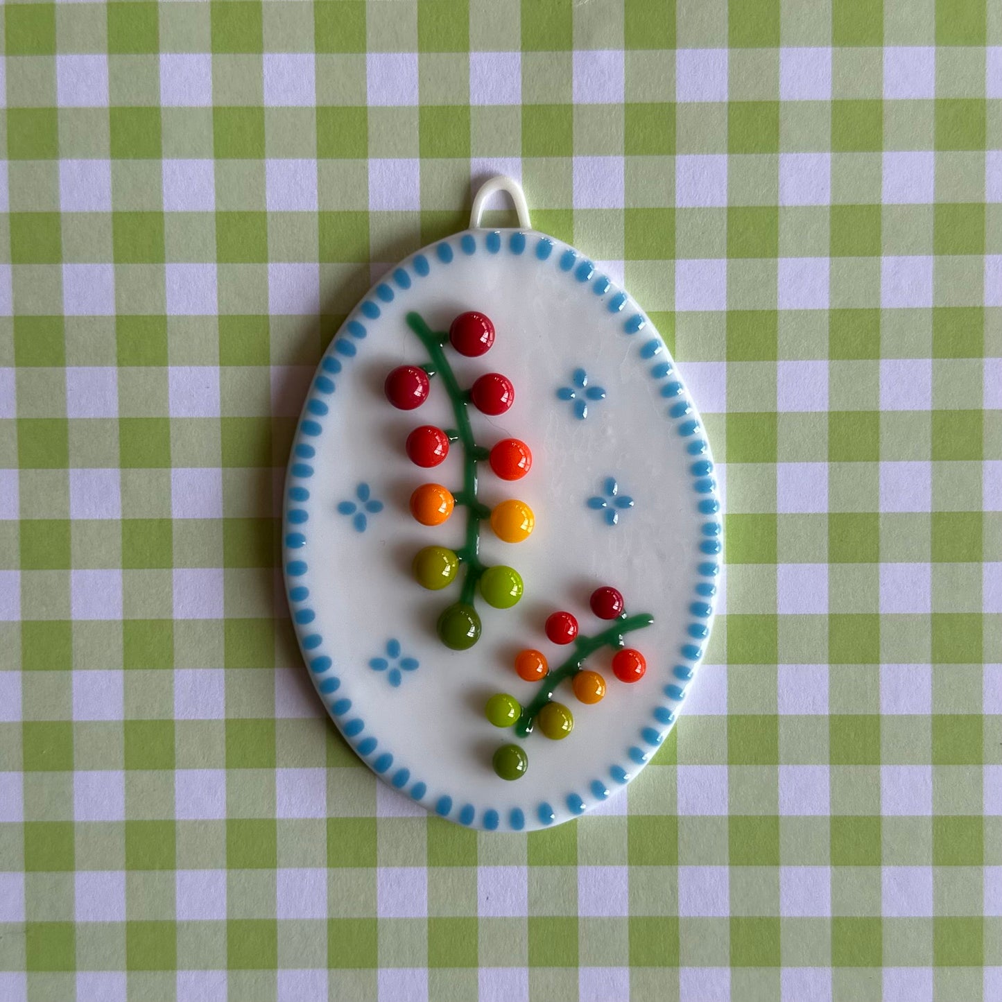 Light Cyan Cherry Tomato Vine Wall Plaque