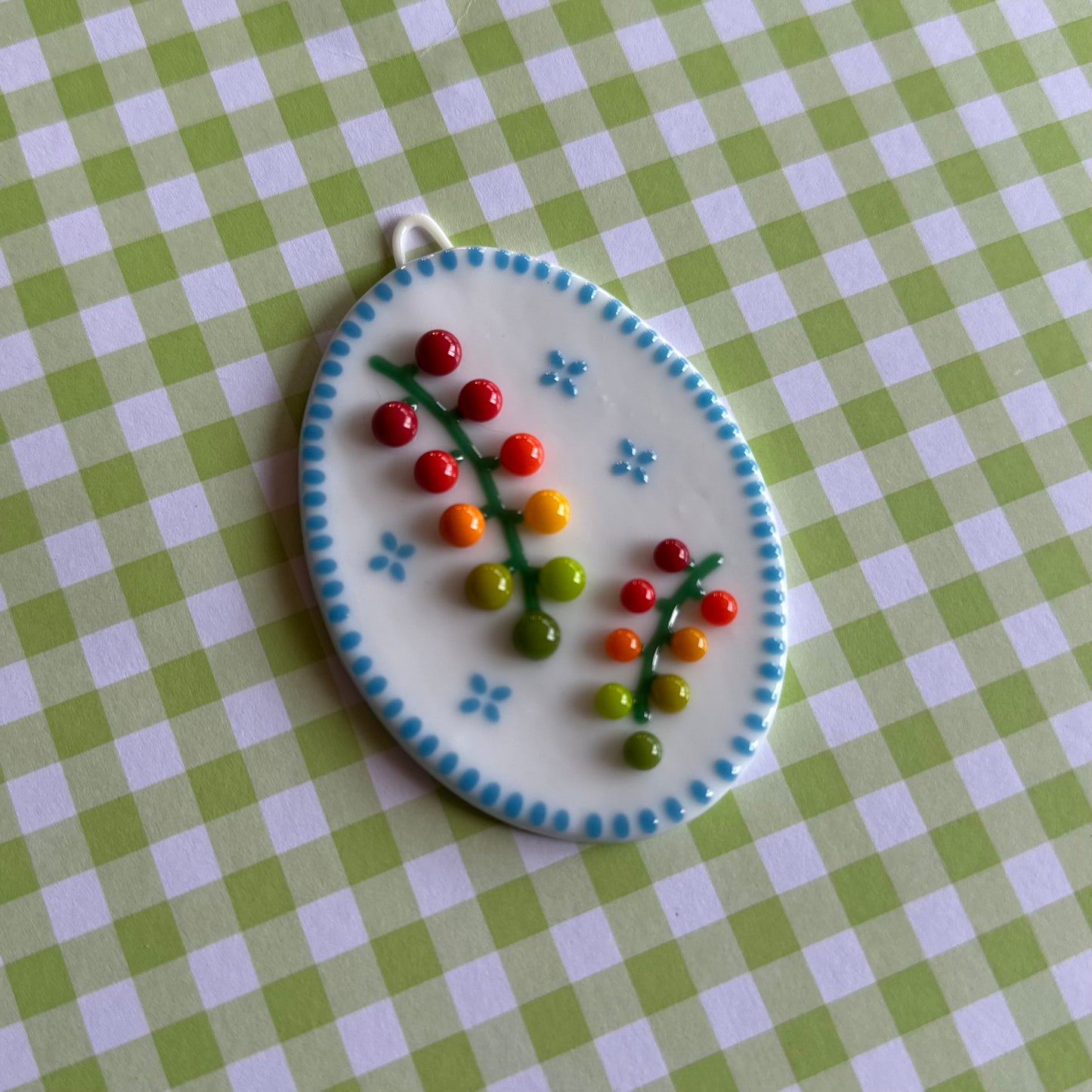 Light Cyan Cherry Tomato Vine Wall Plaque