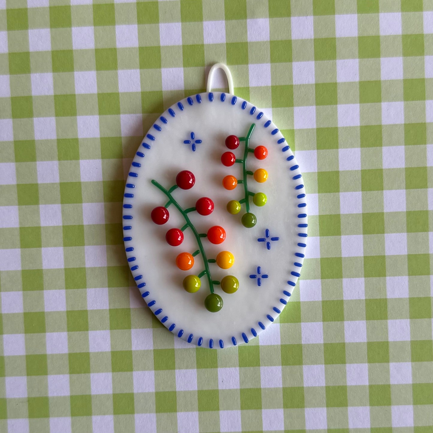 Cobalt Blue Cherry Tomato Vine Wall Plaque