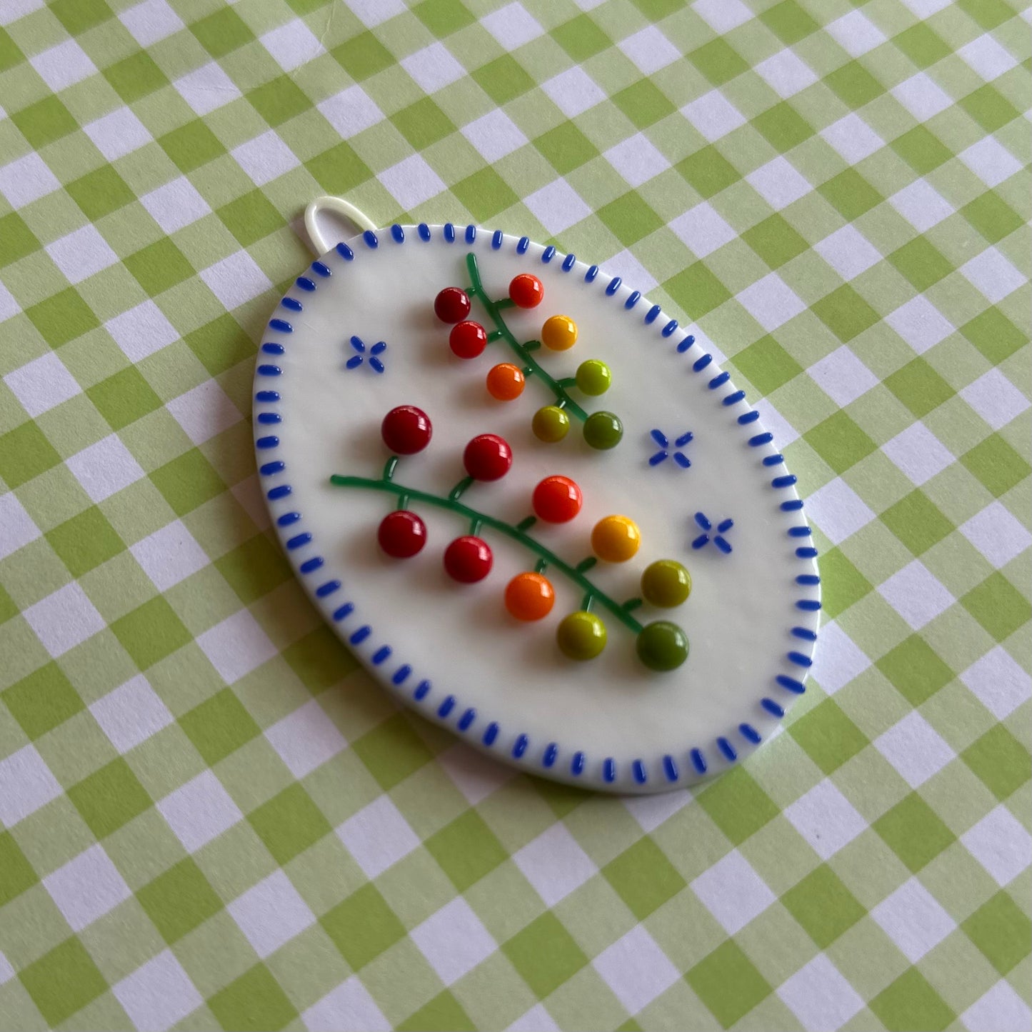 Cobalt Blue Cherry Tomato Vine Wall Plaque