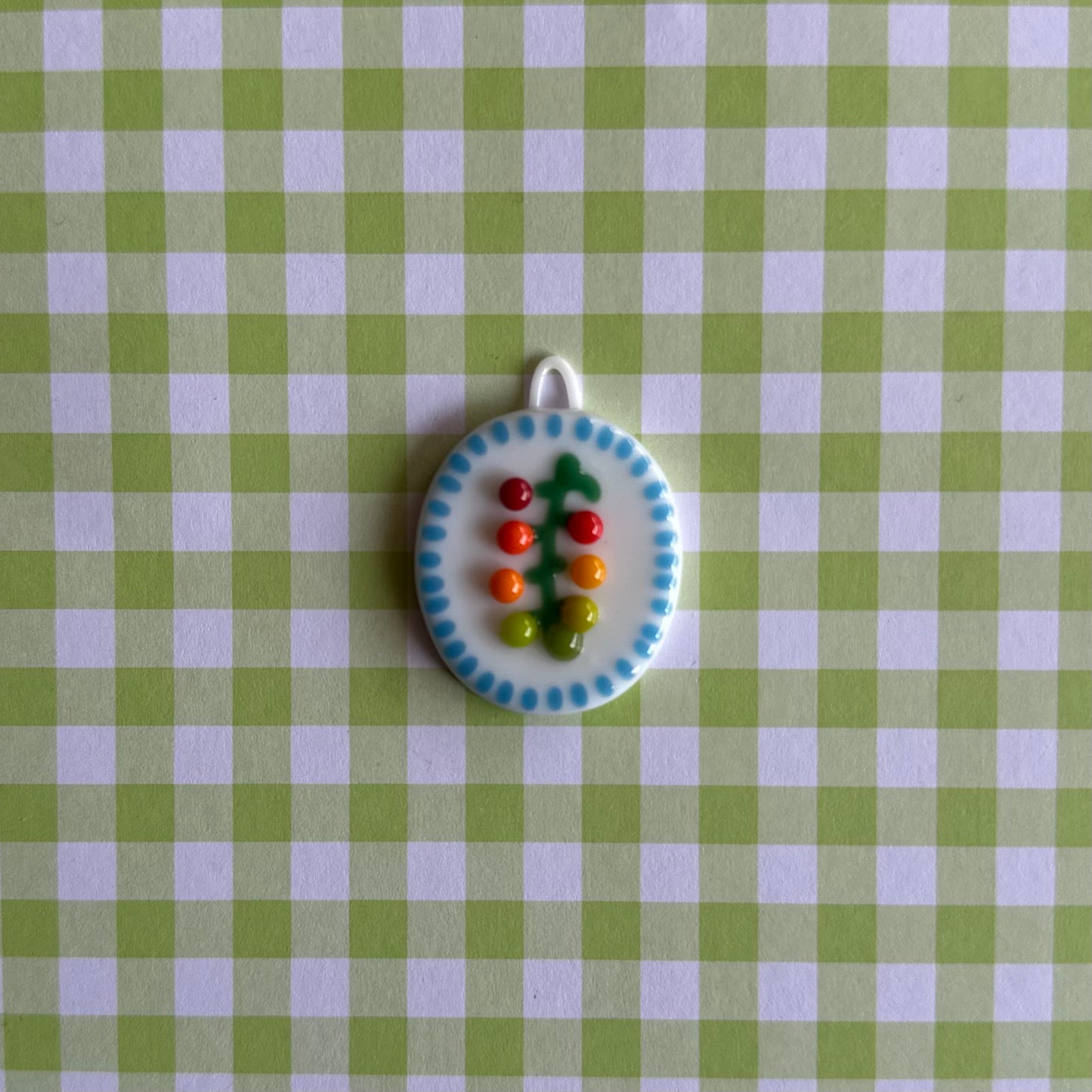 Light Cyan Blue Cherry Tomato Vine Cutie Pendant
