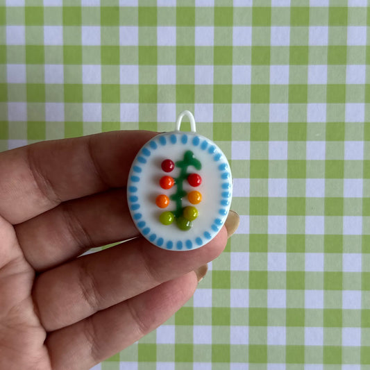 Light Cyan Blue Cherry Tomato Vine Cutie Pendant