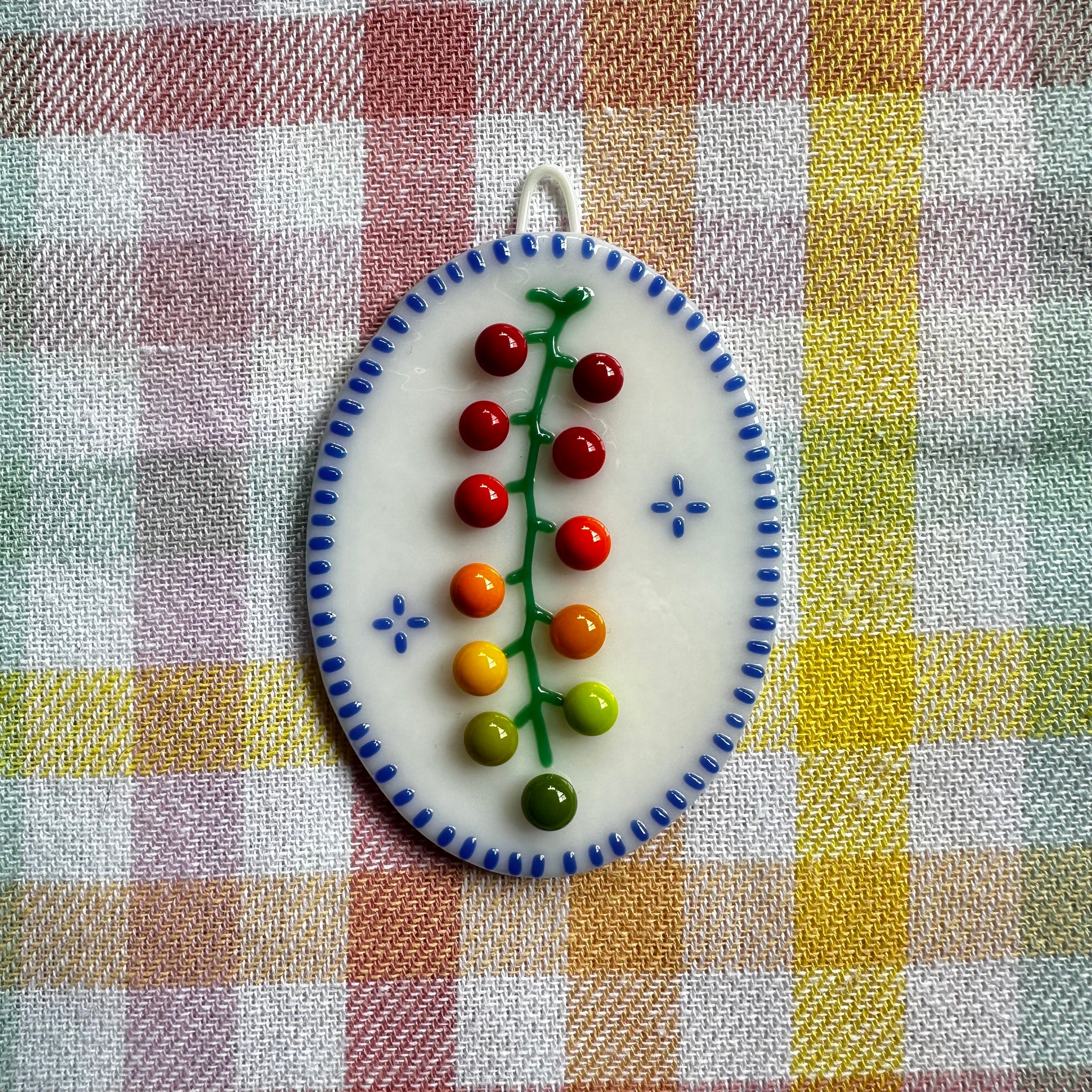 Cobalt Blue Cherry Tomato Vine Wall Plaque