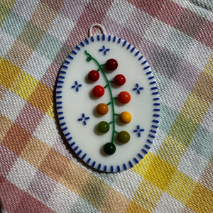Cobalt Blue Cherry Tomato Vine Wall Plaque