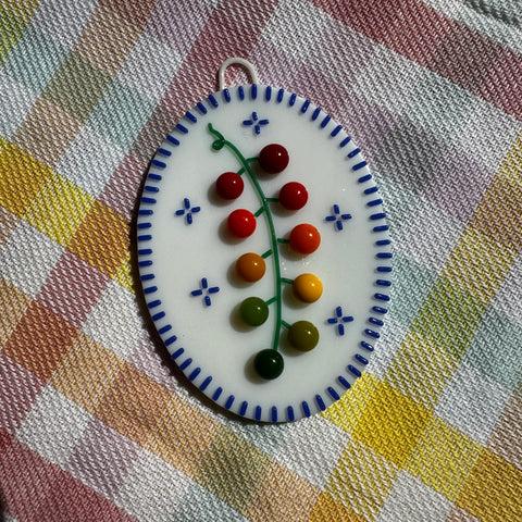 Cobalt Blue Cherry Tomato Vine Wall Plaque