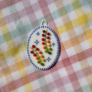 Cobalt Blue Cherry Tomato Vine Wall Plaque