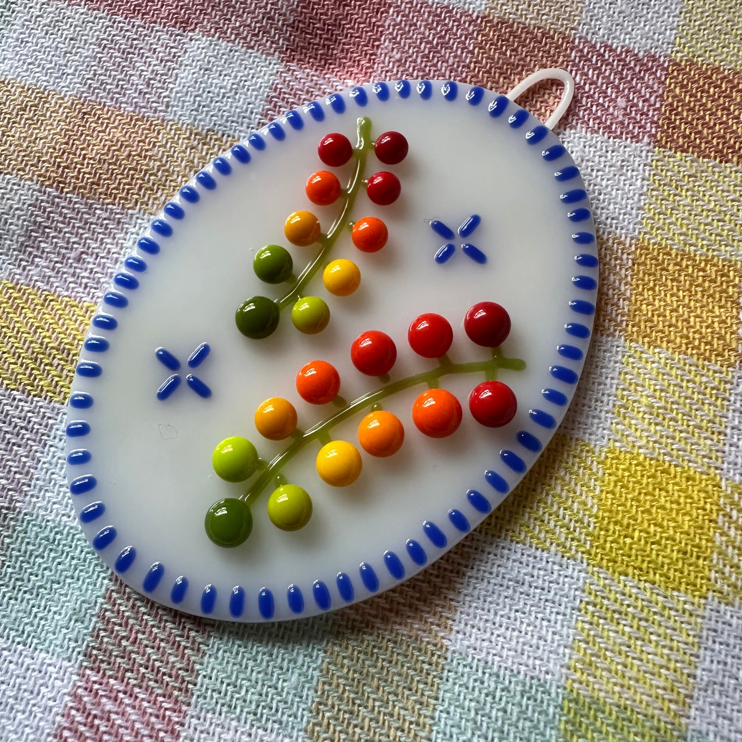 Cobalt Blue Cherry Tomato Vine Wall Plaque
