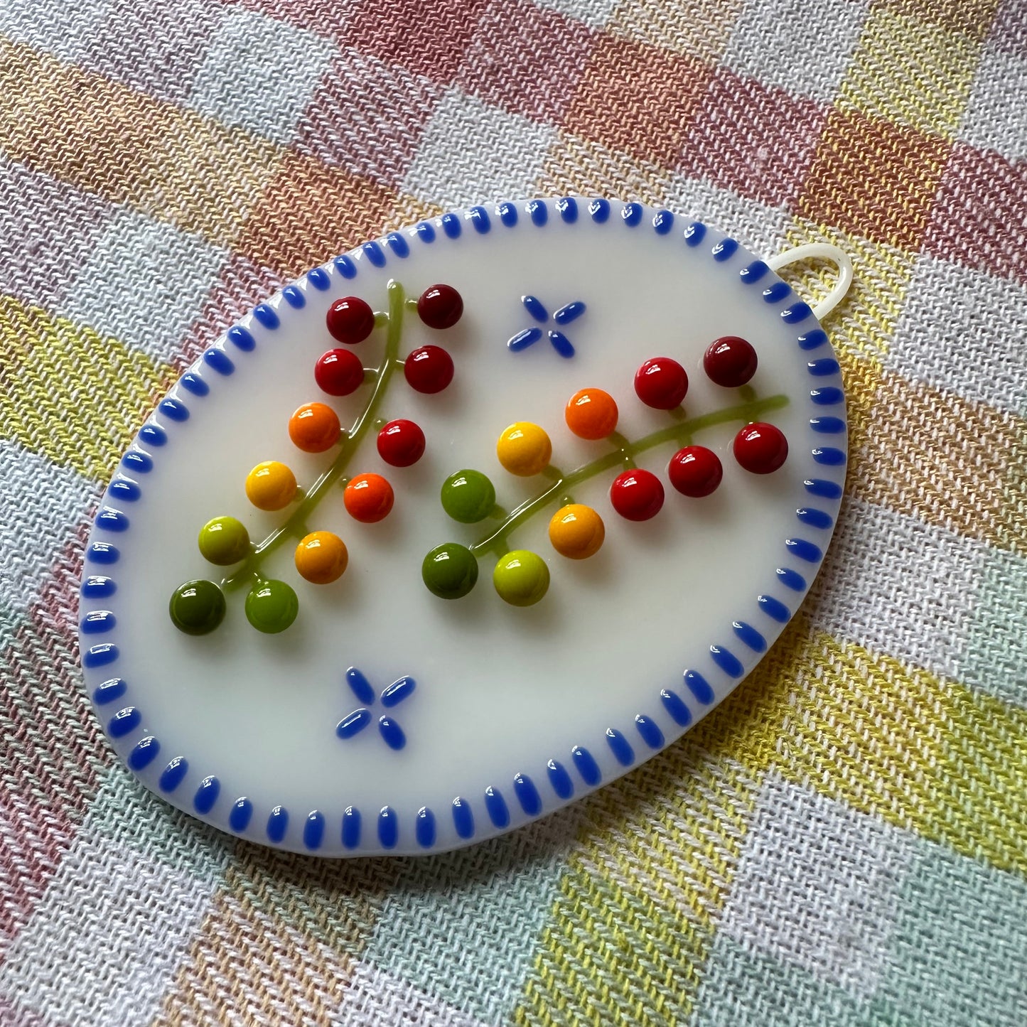 Cobalt Blue Cherry Tomato Vine Wall Plaque
