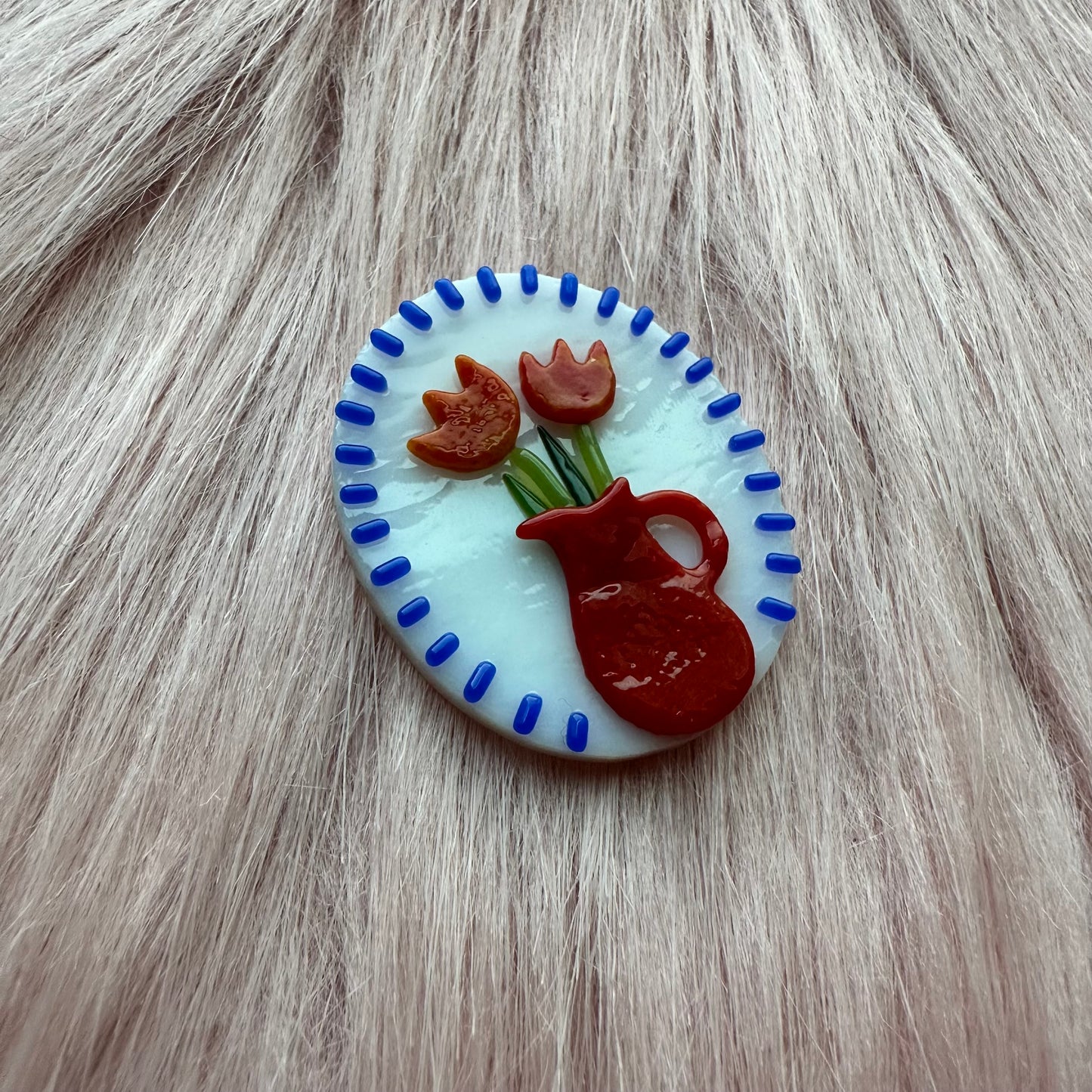 Cobalt Red Vase with Red Tulips Cutie