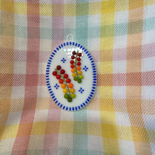 Cobalt Blue Cherry Tomato Vine Wall Plaque