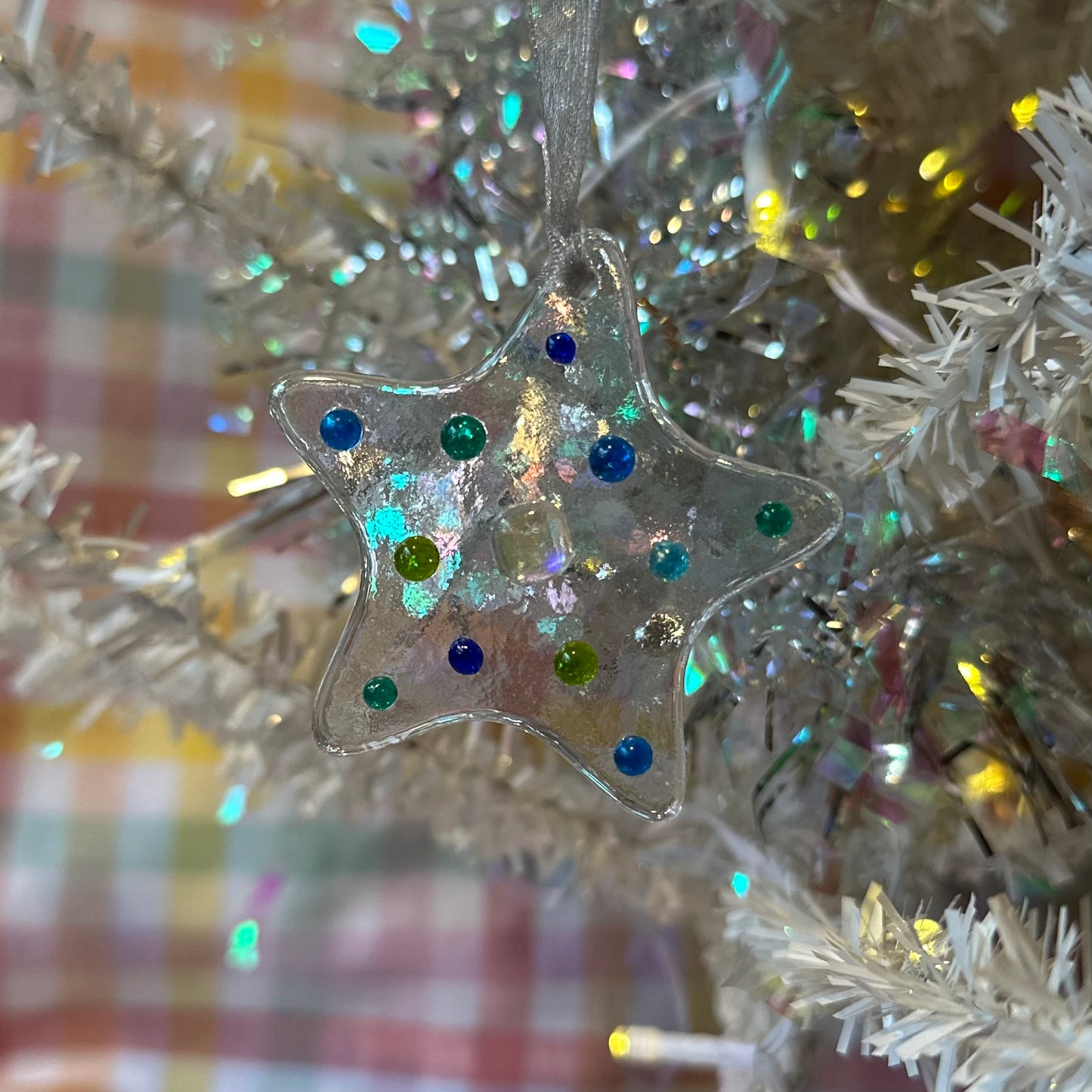 Blue & Green Dot Star Ornament