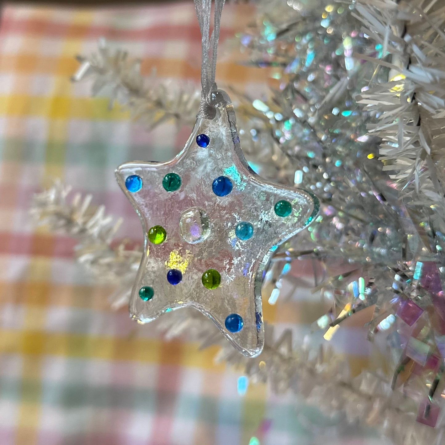 Blue & Green Dot Star Ornament
