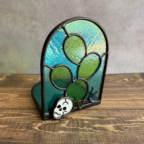 Turquoise Aqui Nomas Esperando candle holder