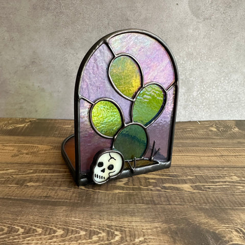 Neo-Lavender Aqui Nomas Esperando candle holder