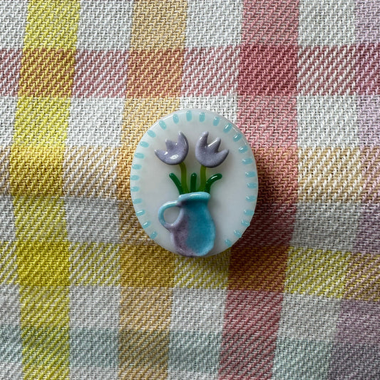 Lavender Tulips in Vase Cutie