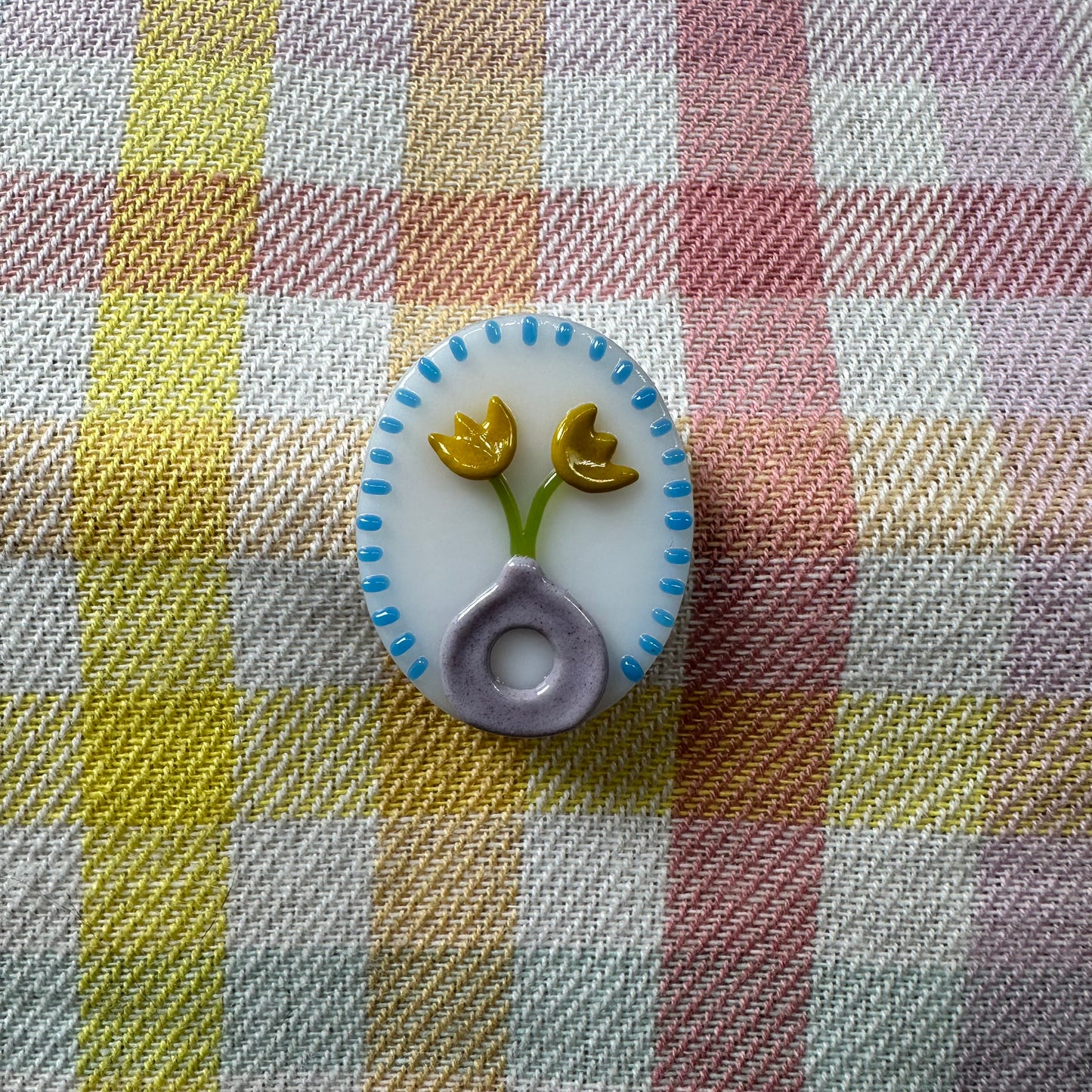 Yellow Tulips in Lavender Vase Cutie