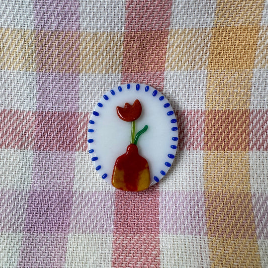 Cobalt Marbled Vase with Red Tulip Cutie