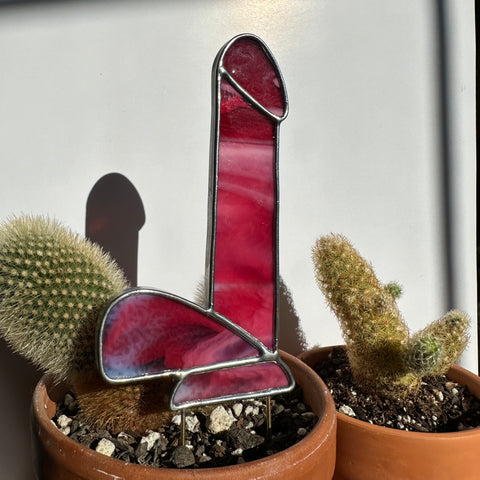 Dildo Planter Stake (Streaky Cranberry Pink)
