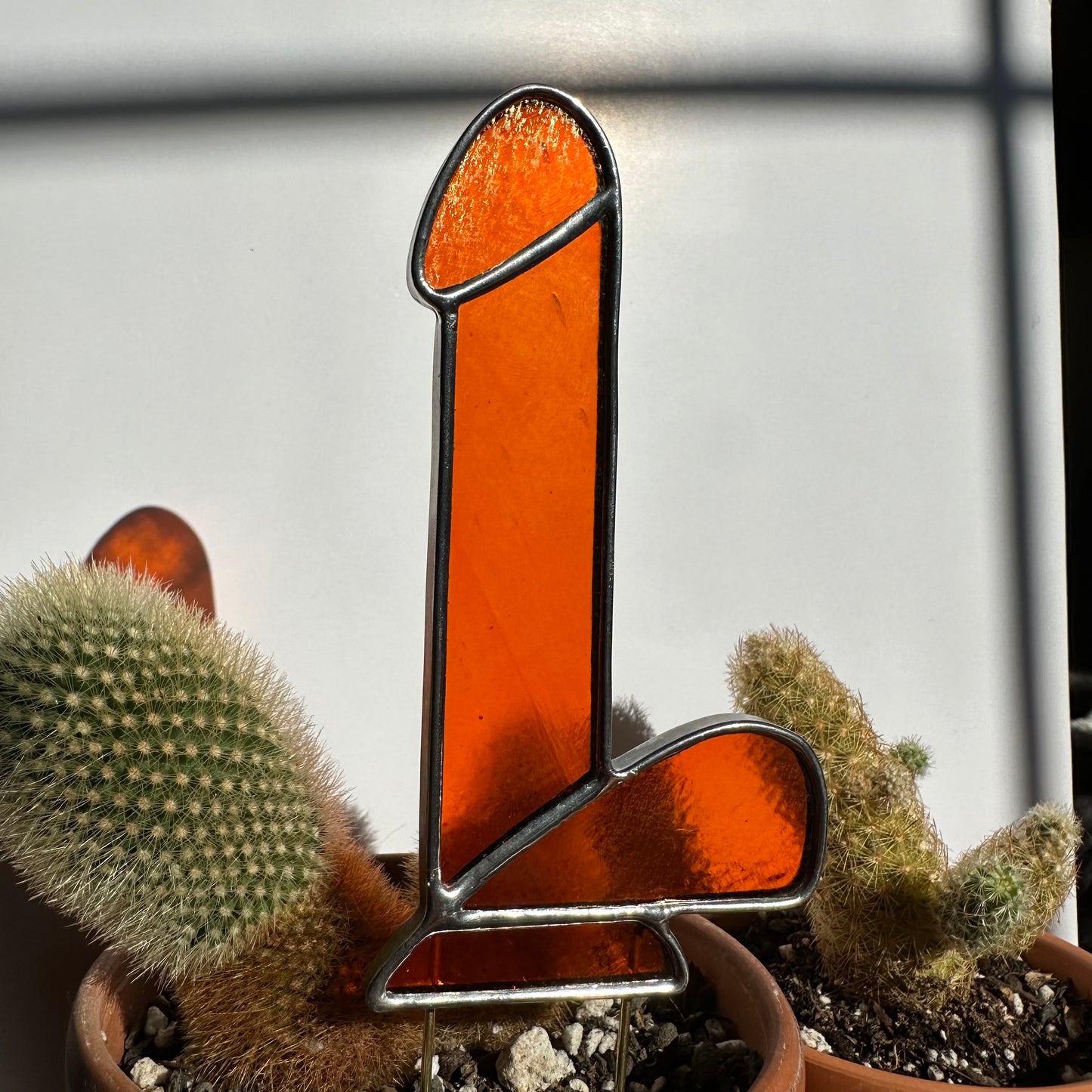 Dildo Planter Stake (Iridescent Tangerine)