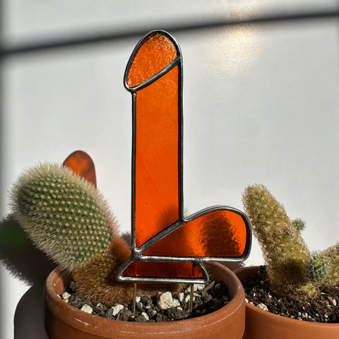 Dildo Planter Stake (Iridescent Tangerine)
