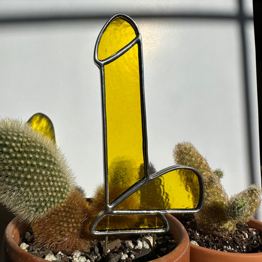 Dildo Planter Stake (Iridescent Yellow)