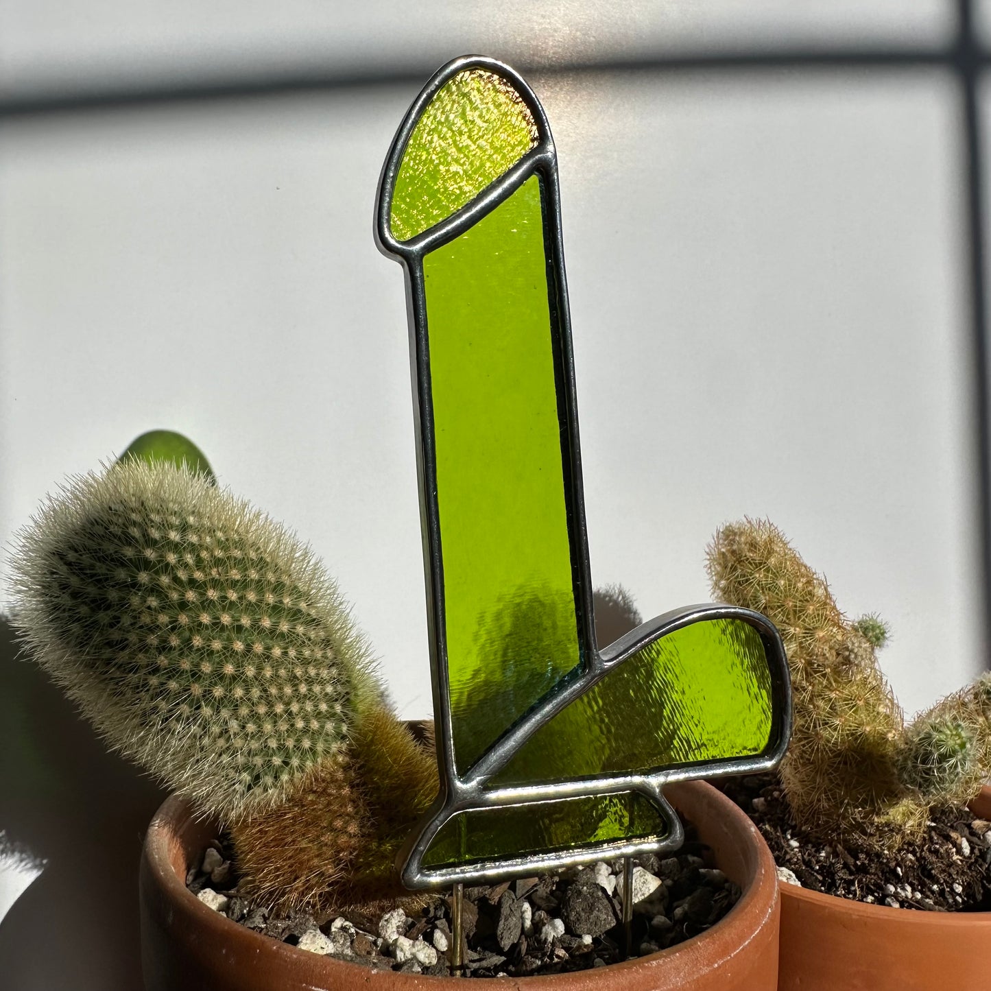 Dildo Planter Stake (Iridescent Green)