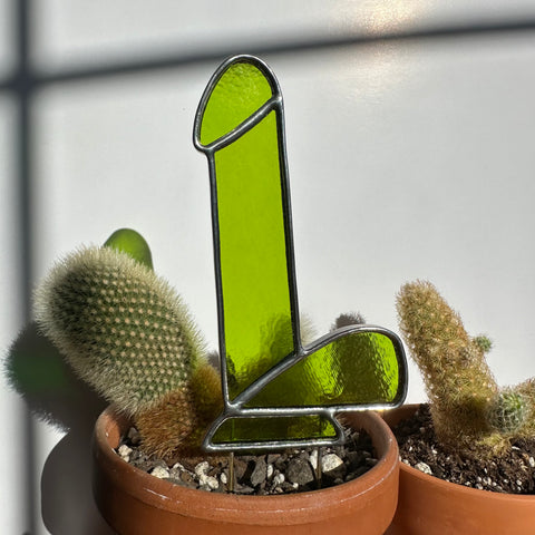 Dildo Planter Stake (Iridescent Green)
