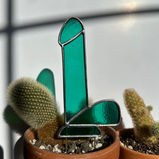 Dildo Planter Stake (Iridescent Emerald)