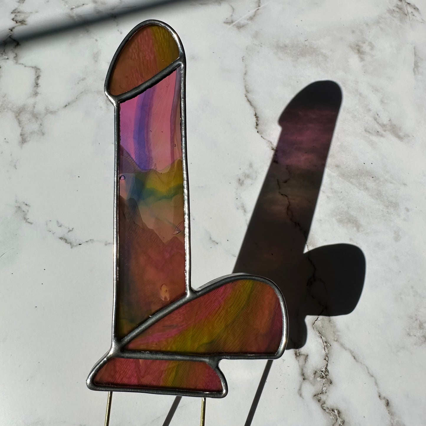 Dildo Planter Stake (Streaky Cranberry Pink, Royal Blue, Spring Green)