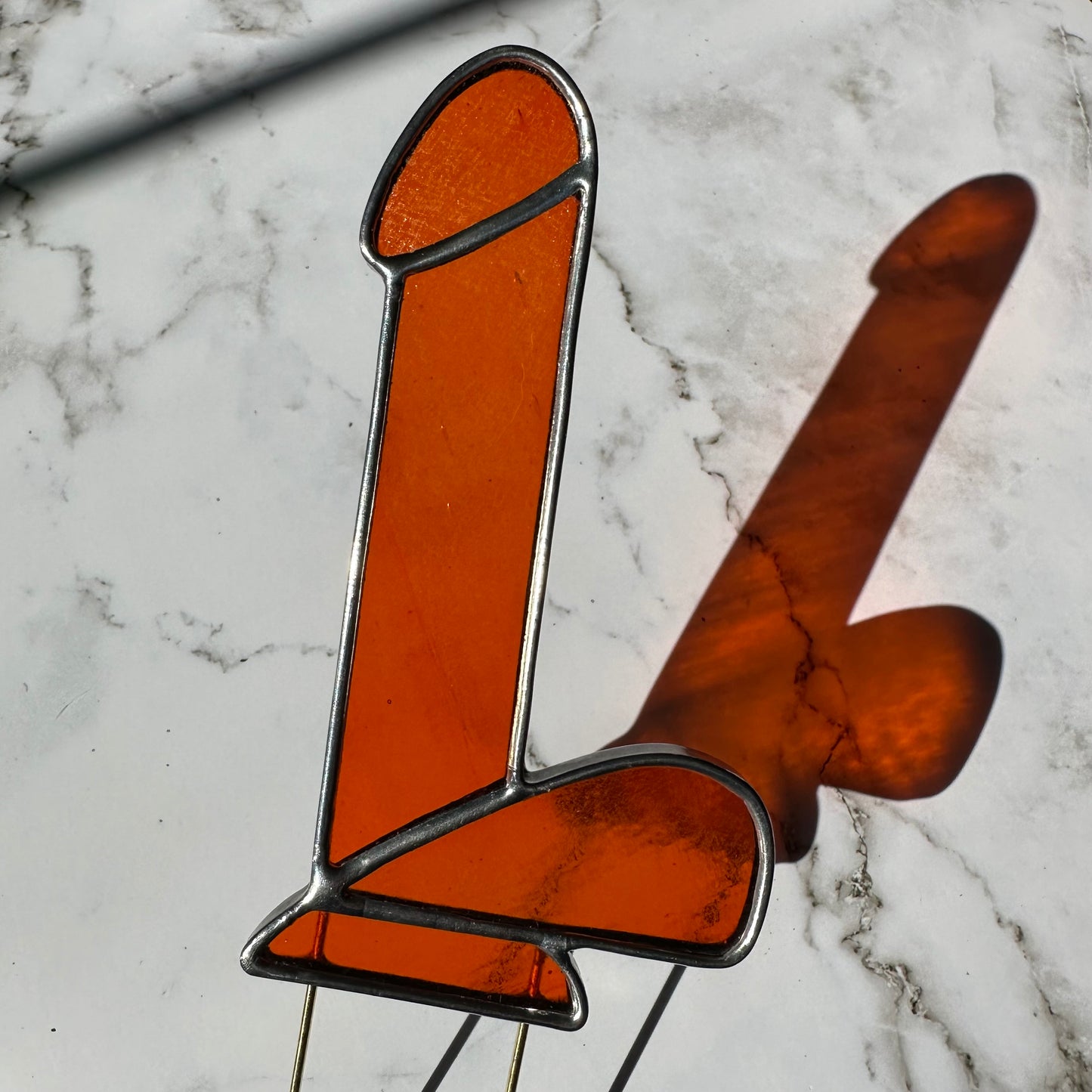 Dildo Planter Stake (Iridescent Tangerine)