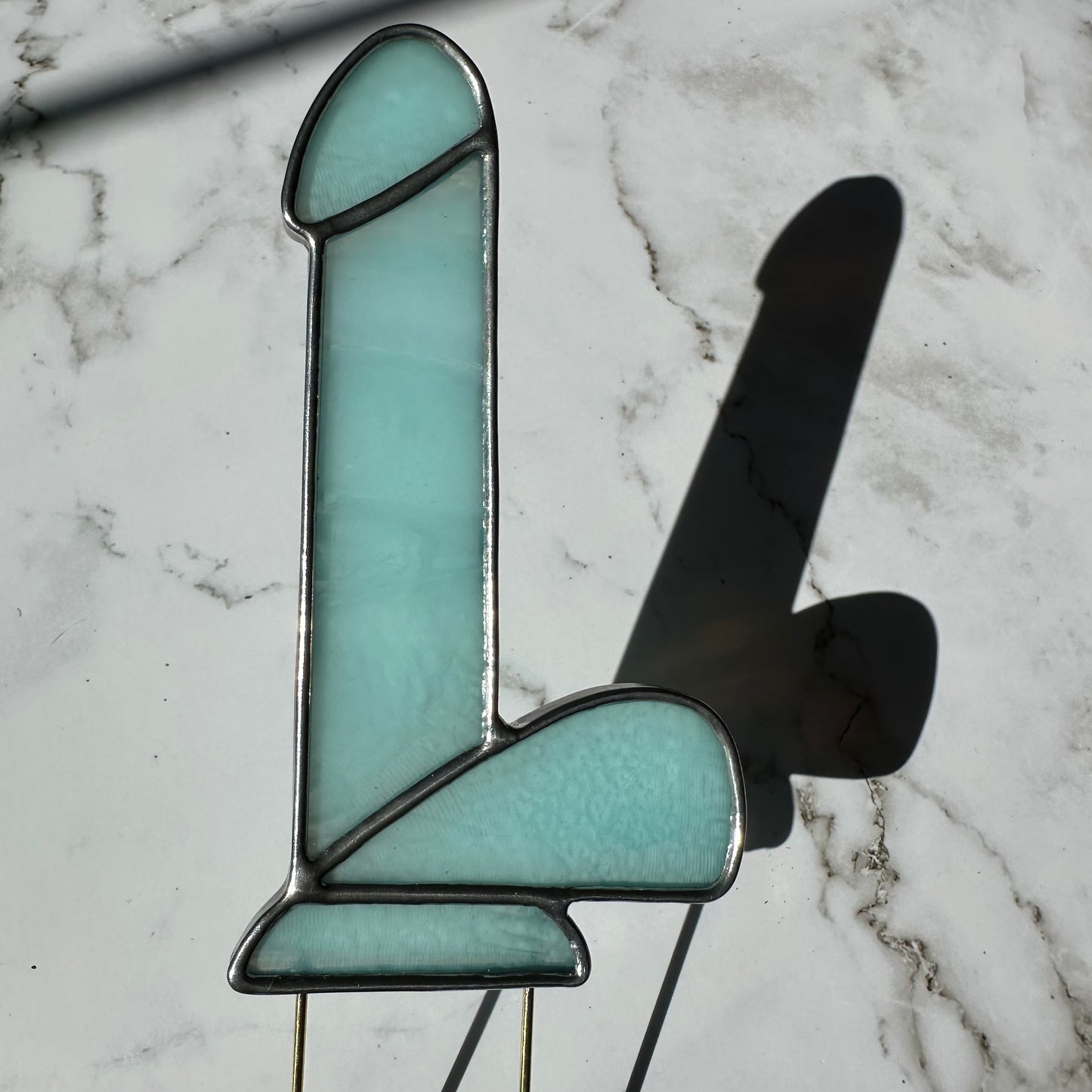Dildo Planter Stake (Streaky Aqua)