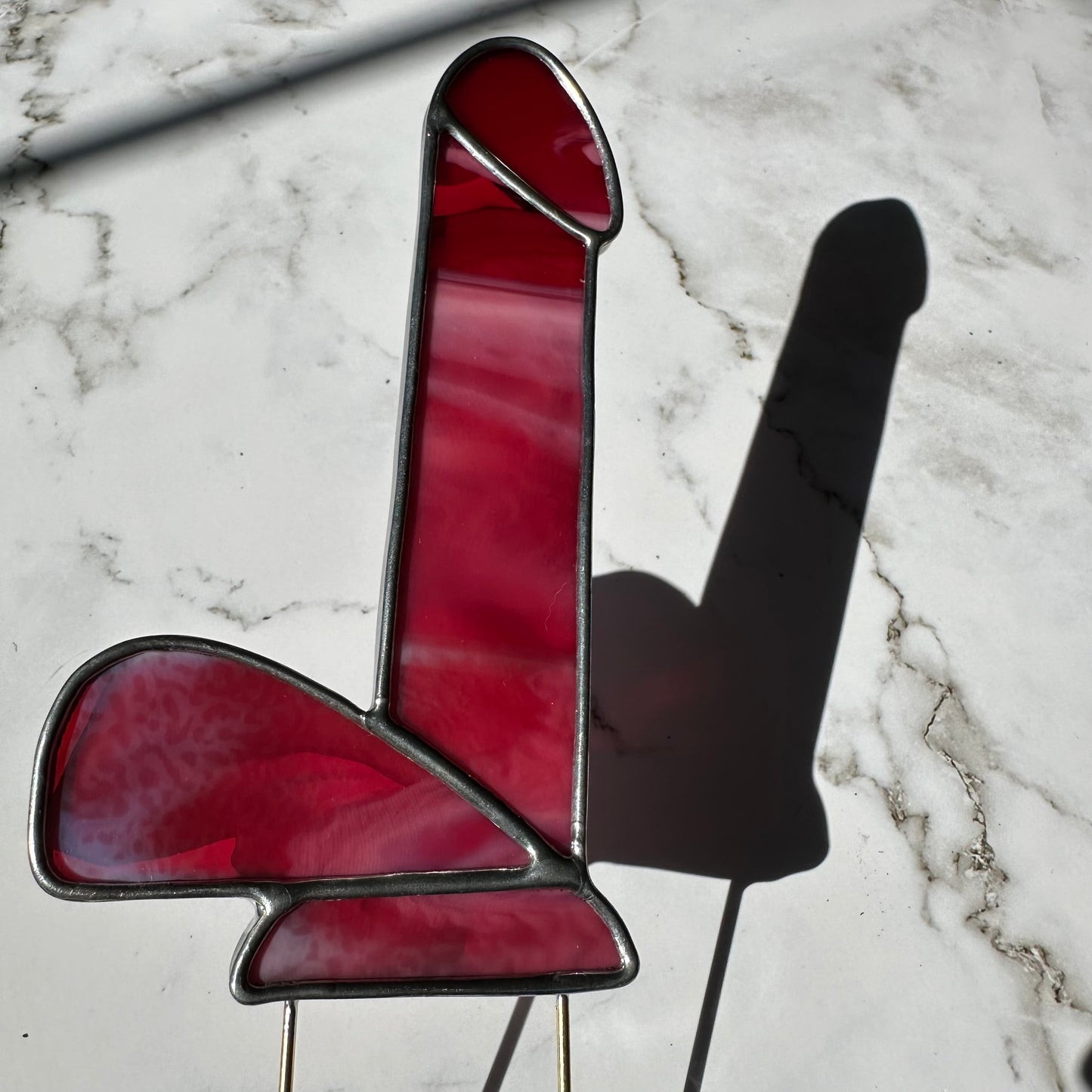Dildo Planter Stake (Streaky Cranberry Pink)
