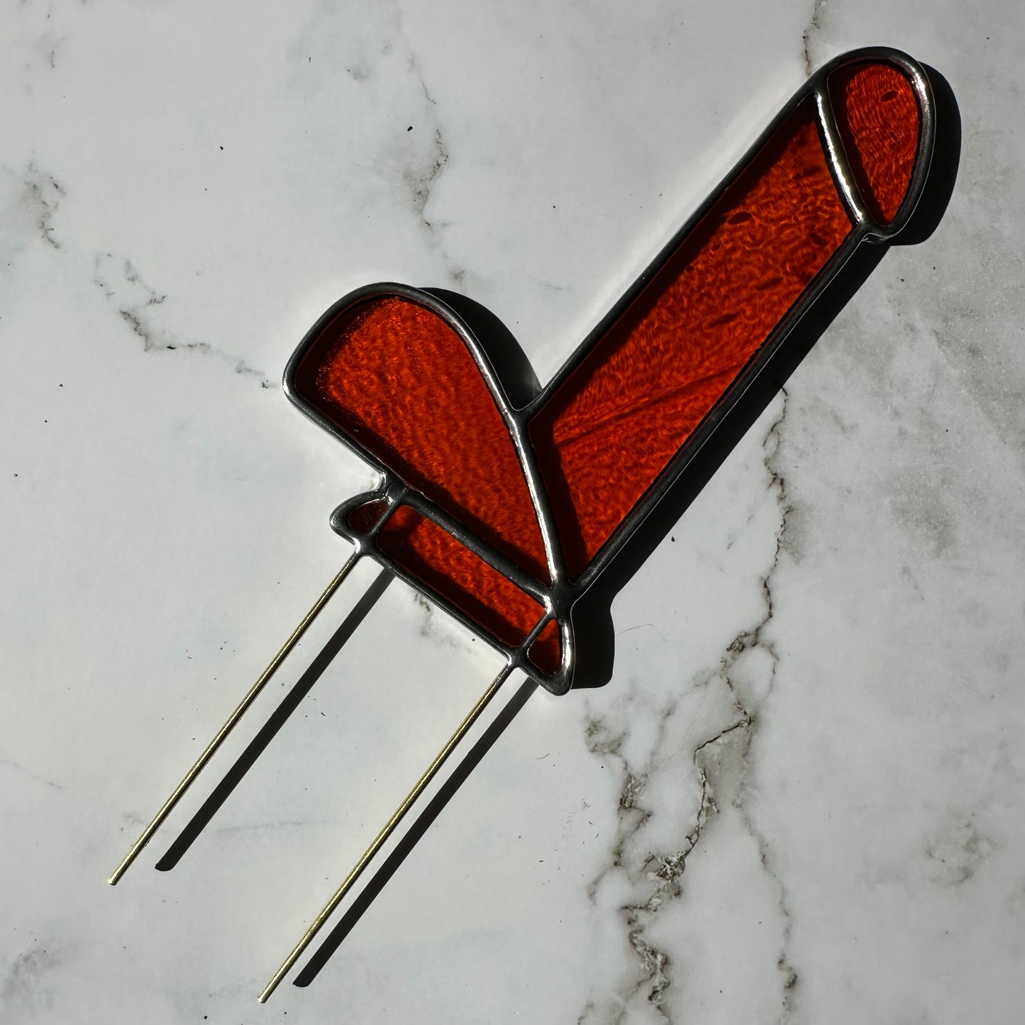 Dildo Planter Stake (Iridescent Tangerine)
