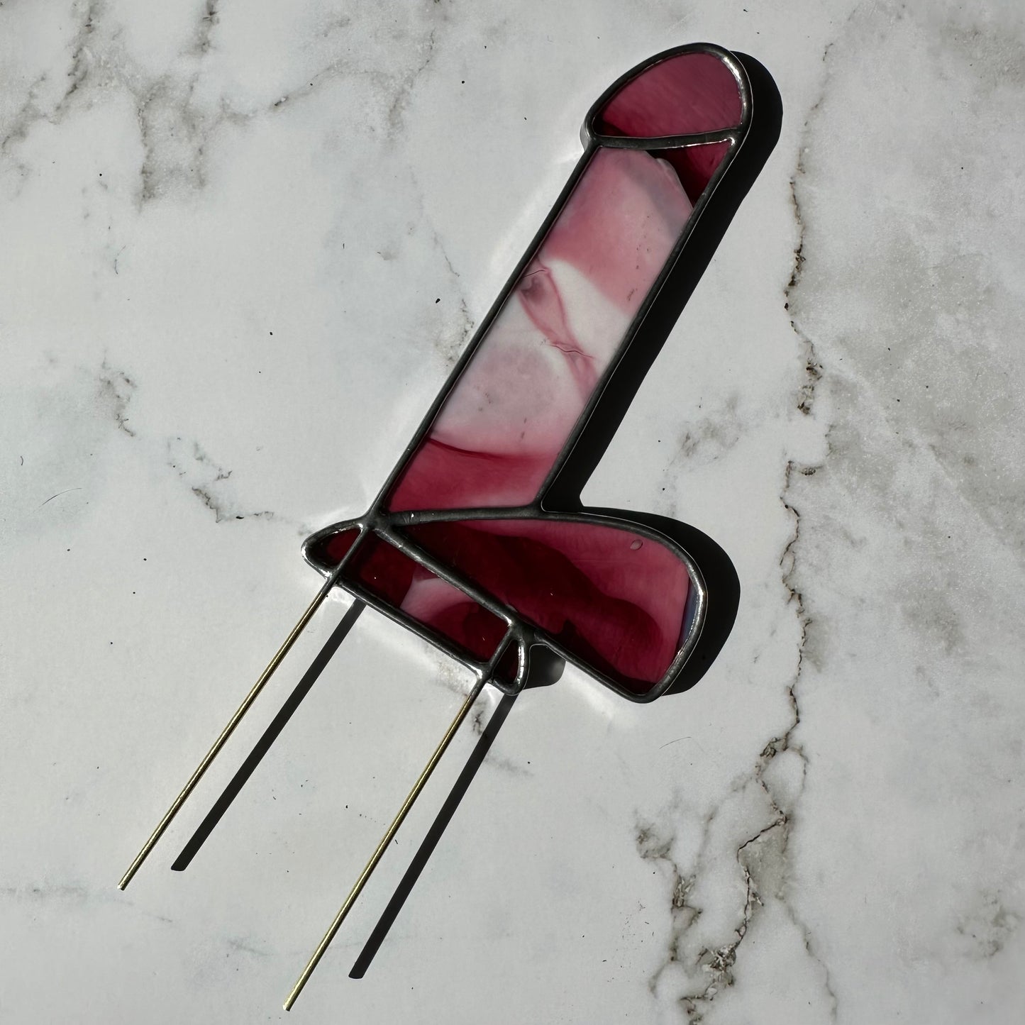 Dildo Planter Stake (Streaky Cranberry Pink)