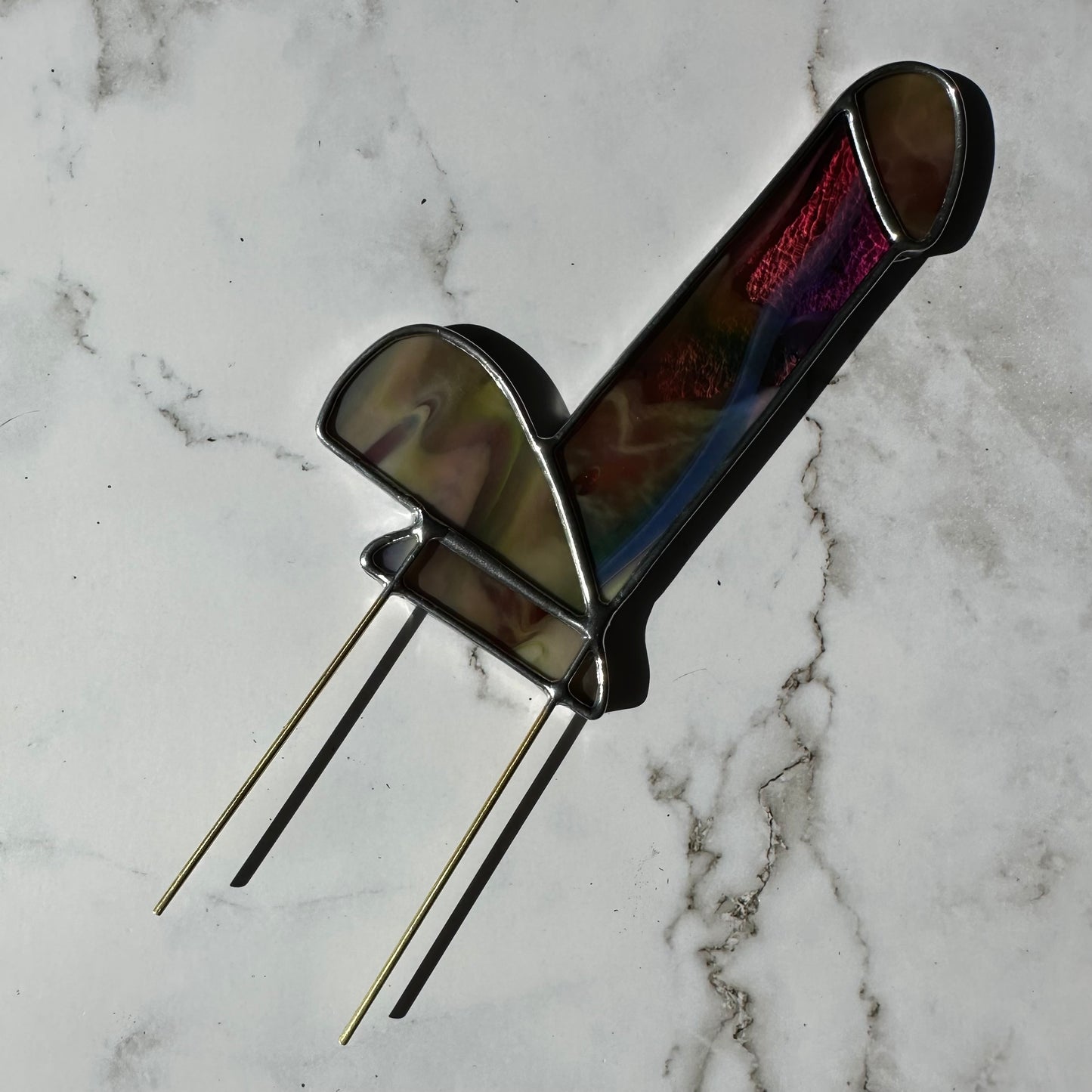 Dildo Planter Stake (Streaky Cranberry Pink, Royal Blue, Spring Green)