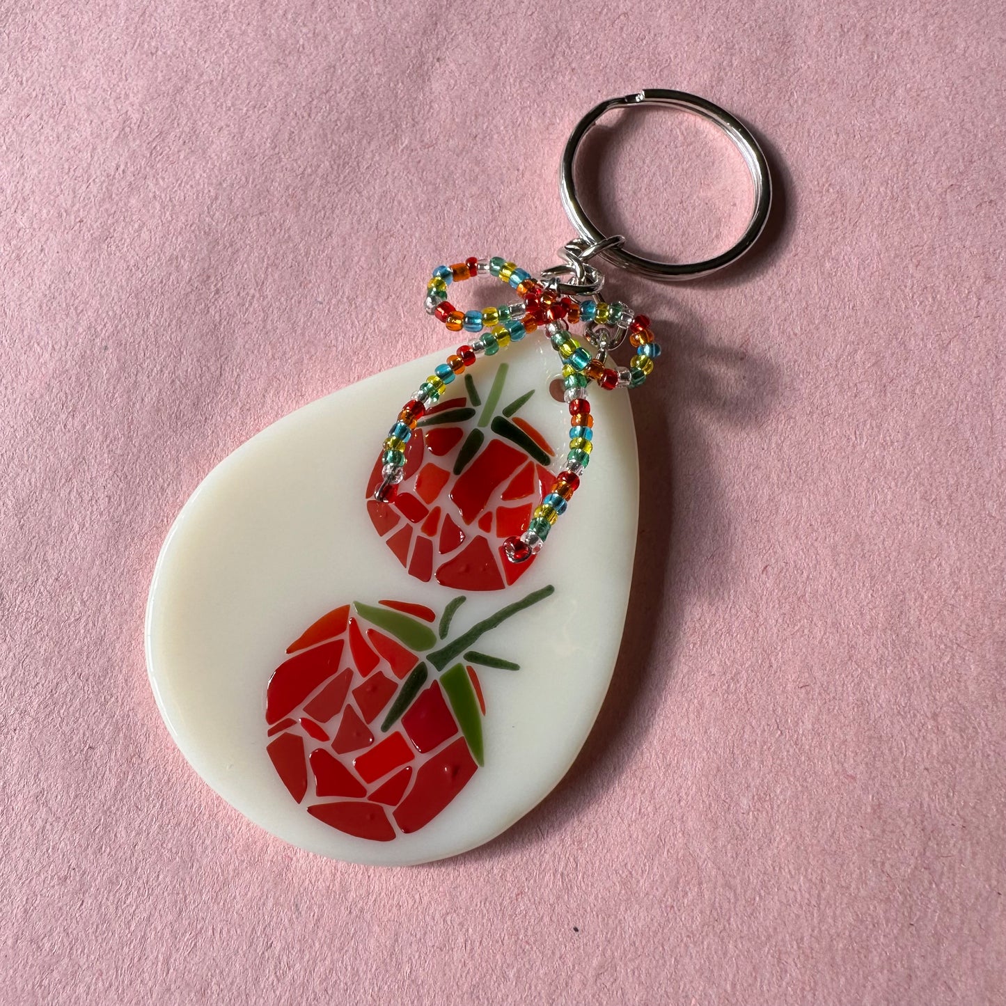 (A) Fused Mosaic Tomato Keychain