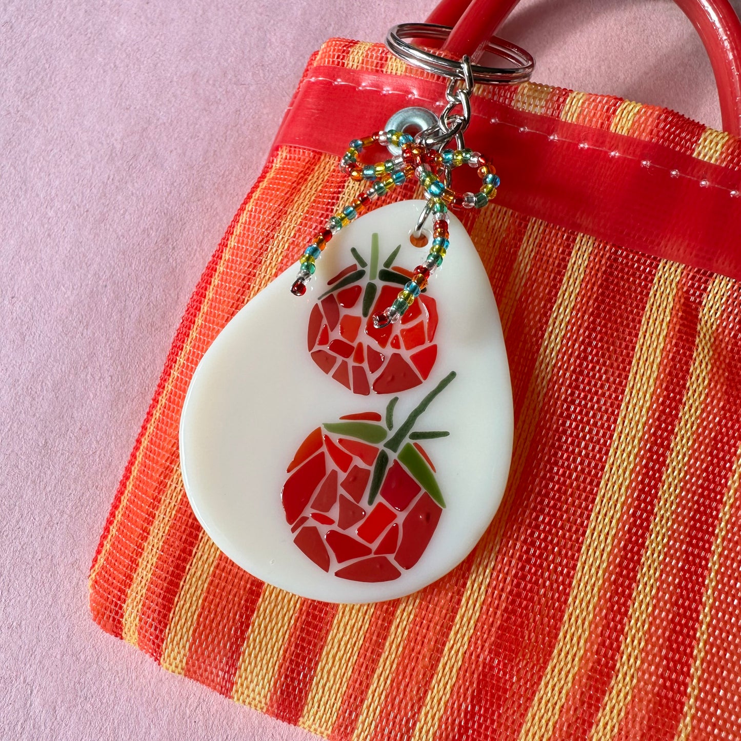 (A) Fused Mosaic Tomato Keychain