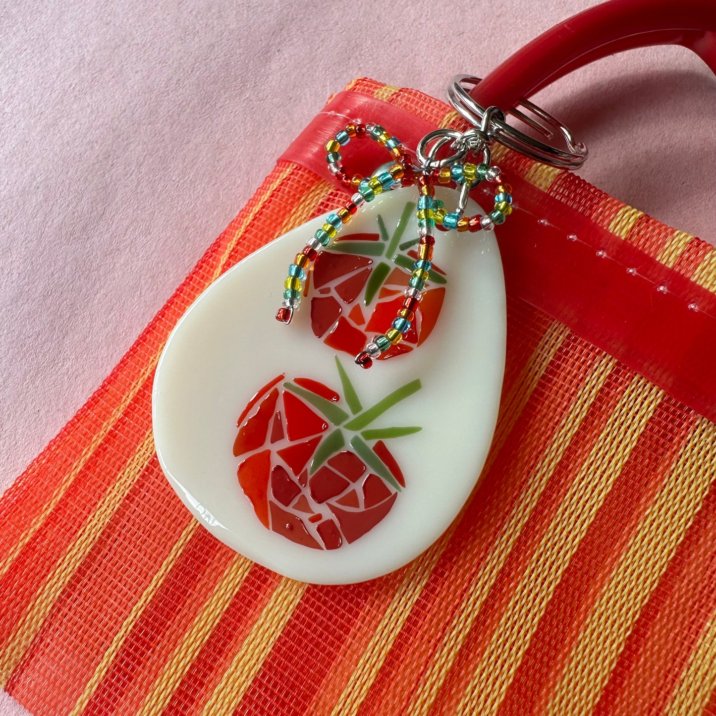 (B) Fused Mosaic Tomato Keychain